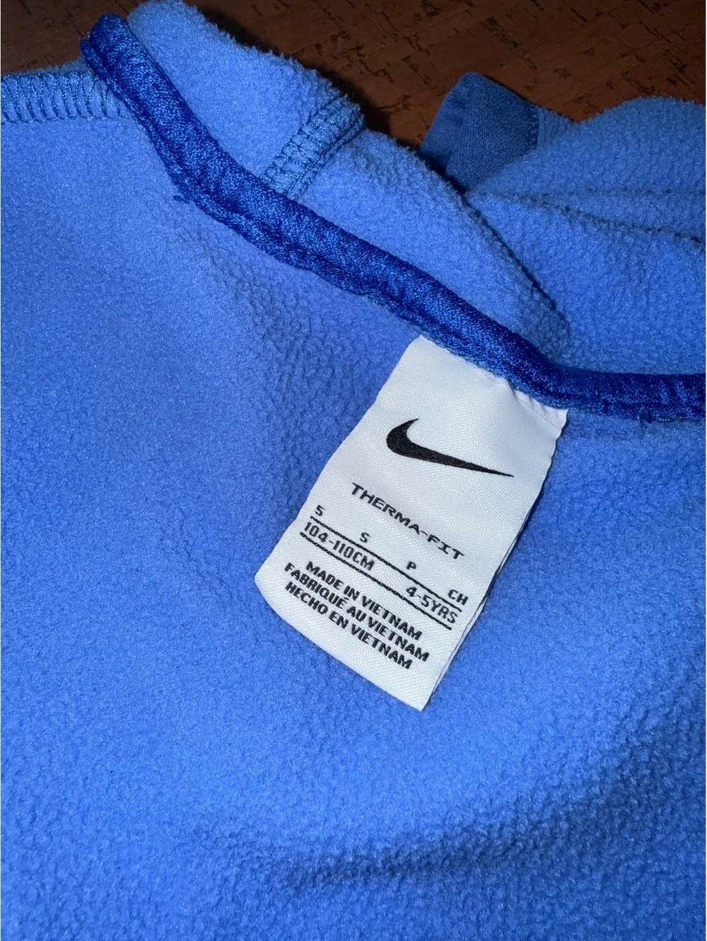 Nike Therma-FIT Blue Pullover Hoodie Kids Size Small 4-5Y Thumb Holes